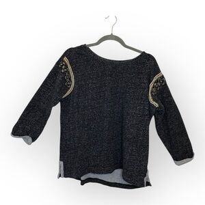 Sanctuary Charcoal Gold Accent Sweatshirt M Metallic Cozy Luxe Top